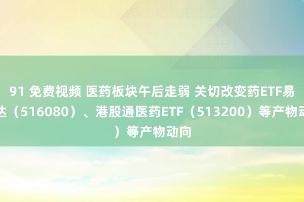 91 免费视频 医药板块午后走弱 关切改变药ETF易方达（516080）、港股通医药ETF（513200）等产物动向